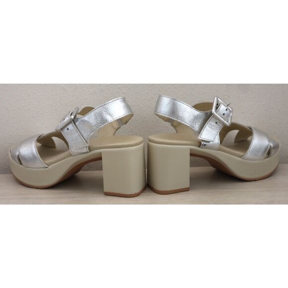 Naot 123102-BA9 Women Sz 39 US 8M Silver Soft Leather Elite Heeled Sandals - Picture 10 of 13